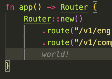 The editor showing the completion as ghost text