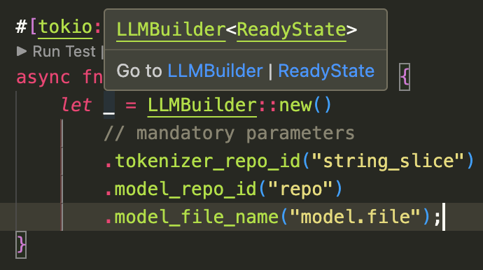 The builder inspected in the editor, in the ReadyState