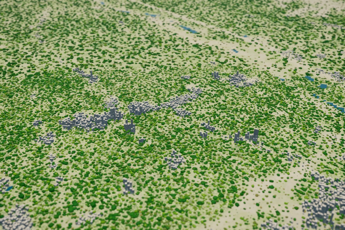 Zhubei in Hsinchu County in 1995: fields and trees, before the city